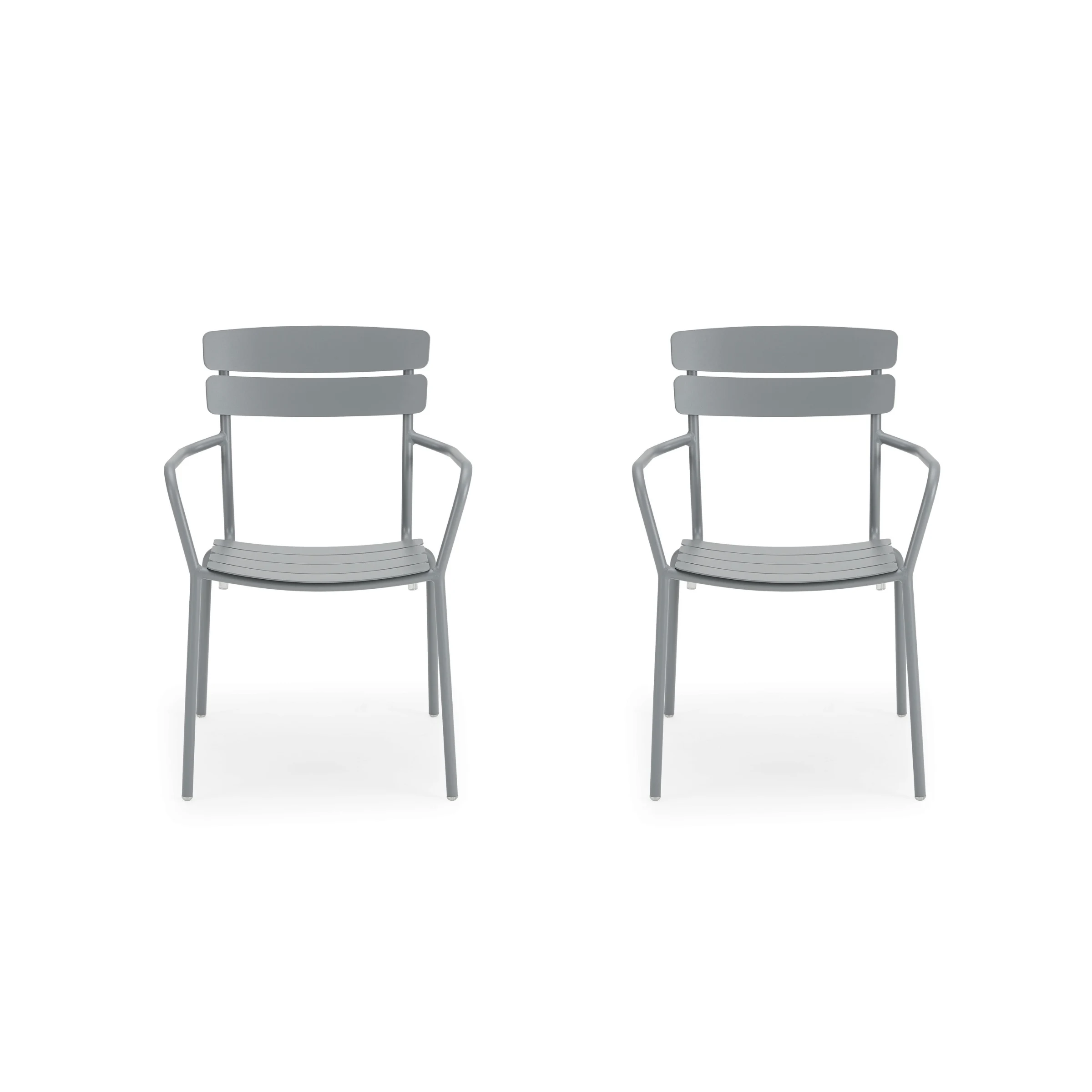 Wellmax Verano Outdoor Aluminium Dining Armchair, Set of 2, Grey