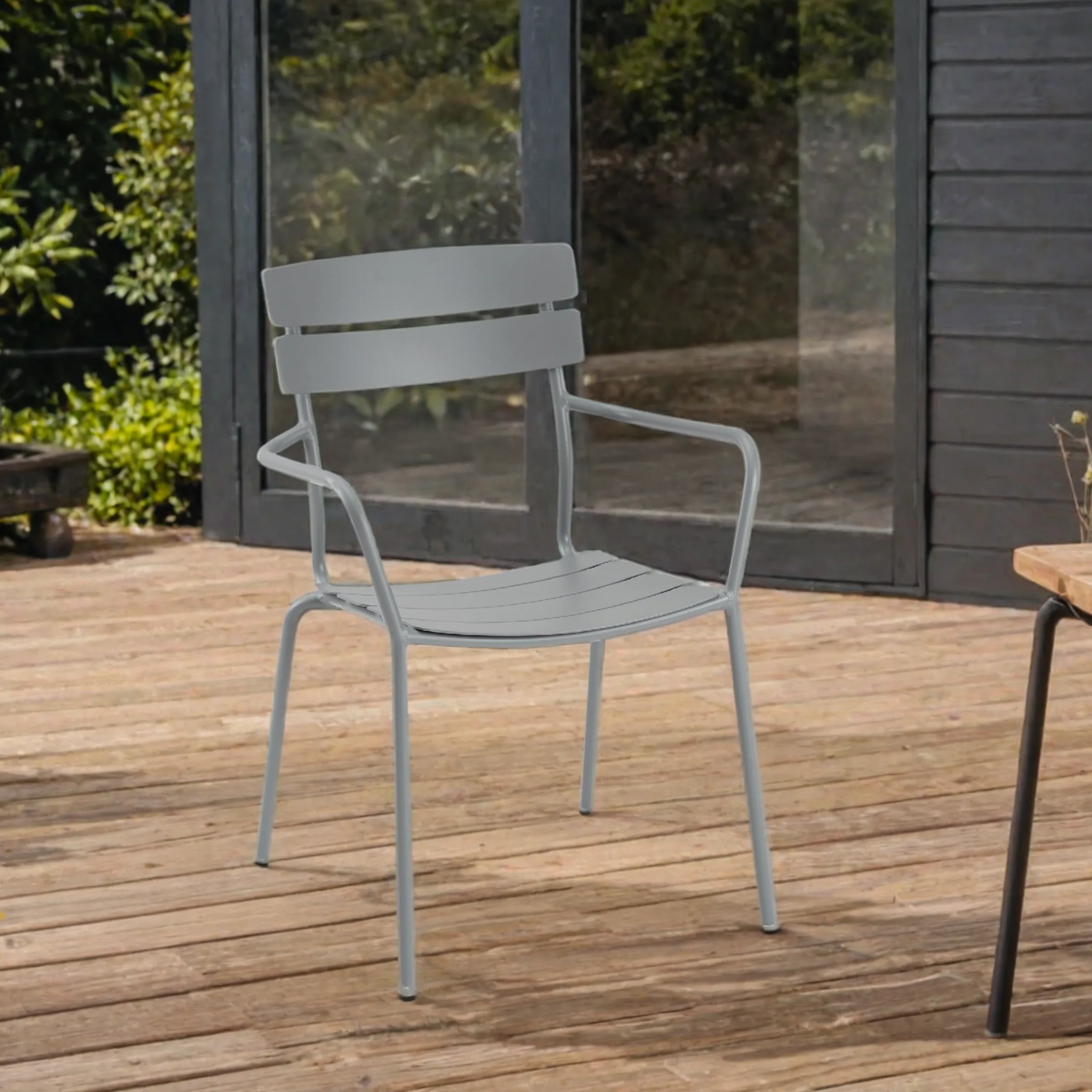 Wellmax Verano Outdoor Aluminium Dining Armchair, Set of 2, Grey