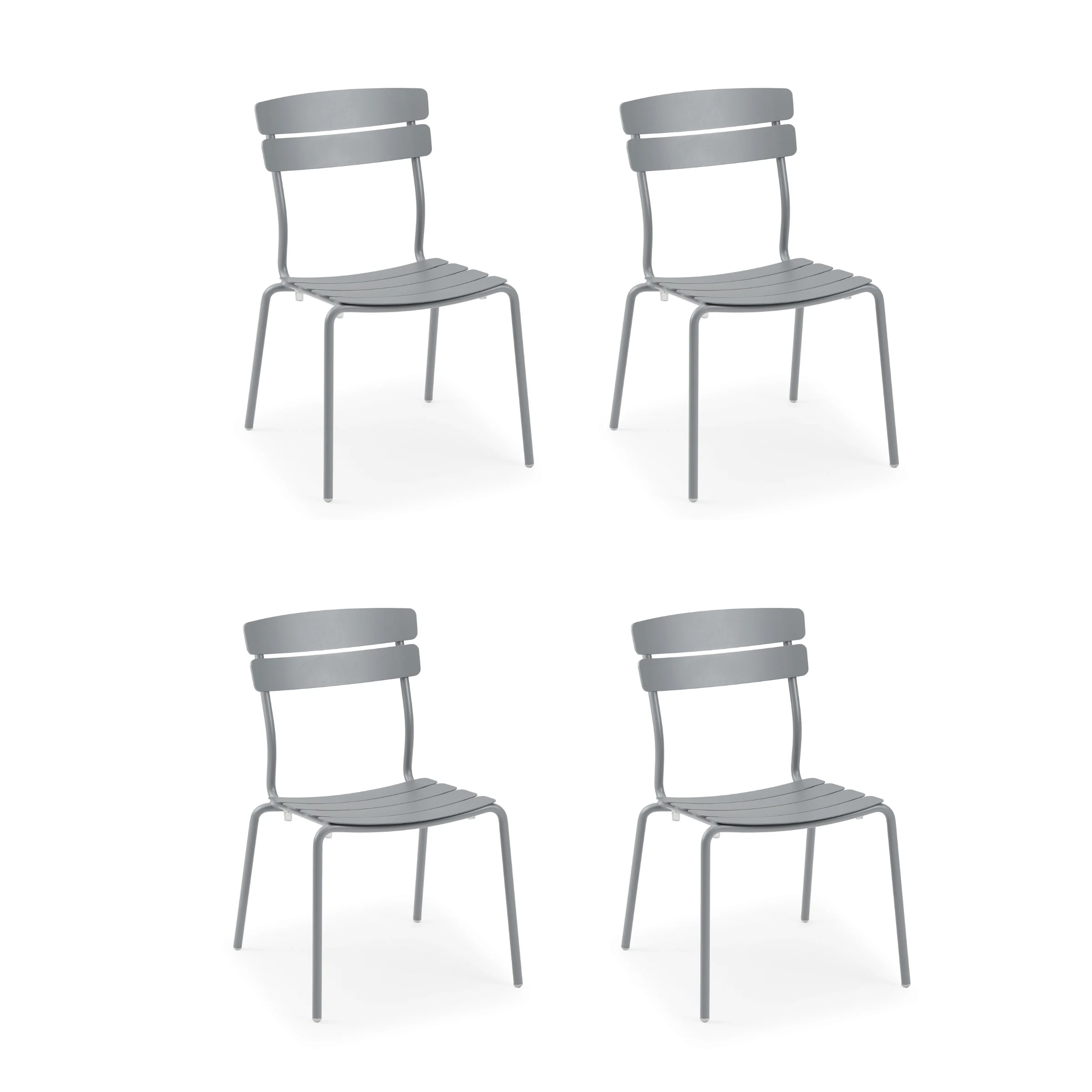 Wellmax Verano Outdoor Aluminium Dining Chair, Set of 4, Grey