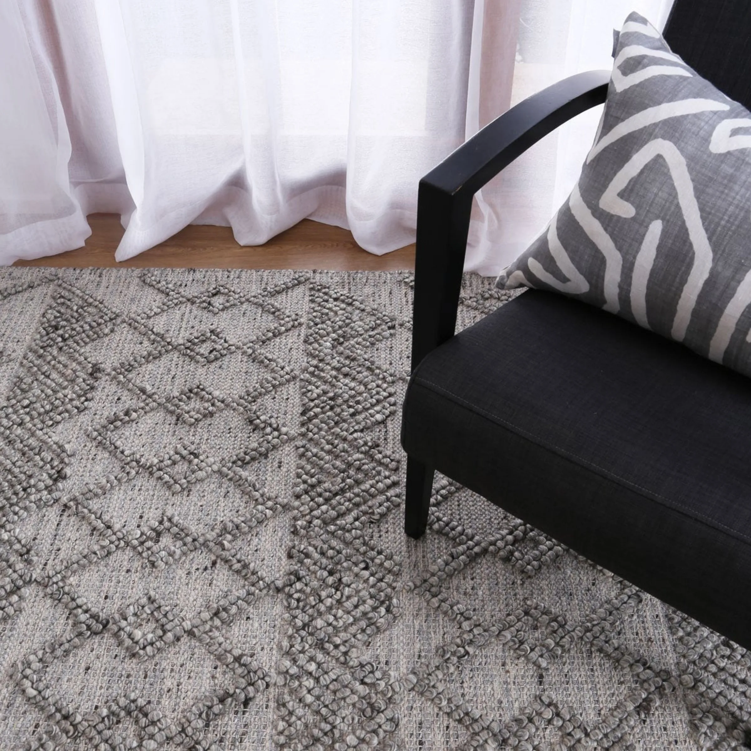 Wild Yarn Dream Wool and Cotton Rug, Steel, 240x330cm