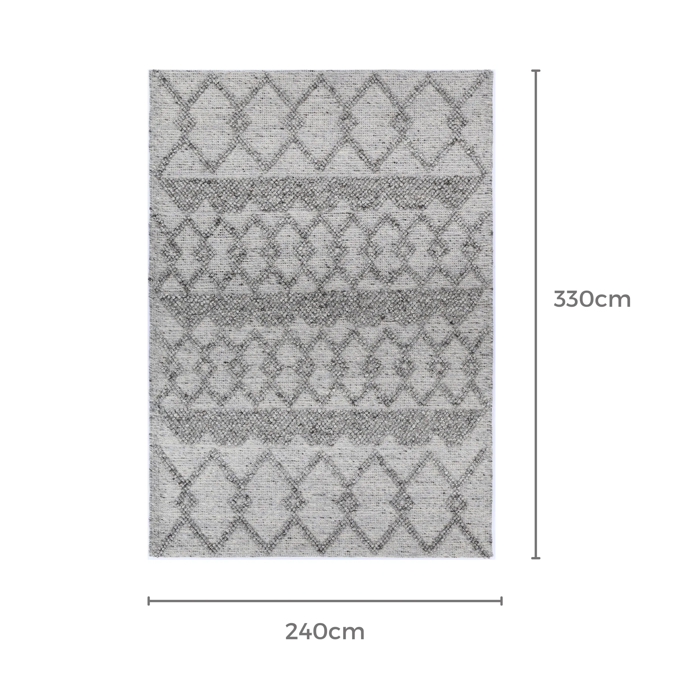 Wild Yarn Dream Wool and Cotton Rug, Steel, 240x330cm