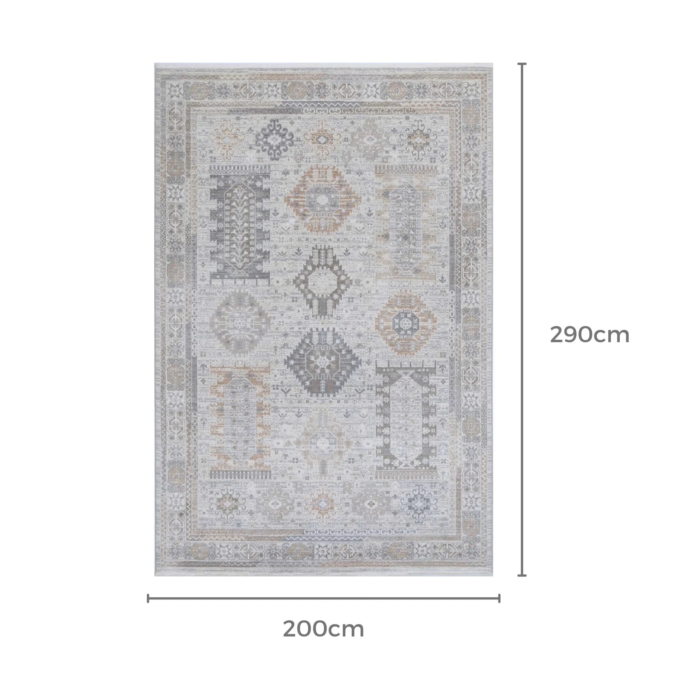 Wild Yarn Seasons Vintage Serengeti Rug, Cream Grey, 200x290cm