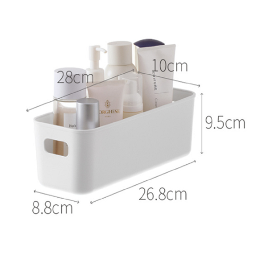 ZenLife Ridge Storage Basket with Handle, Small-Narrow, White, 10x28x9.5cm