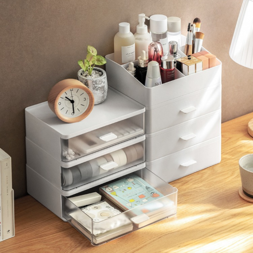 ZenLife Desktop Modular Drawer, White and Clear, 23.9x17.6x8.2cm