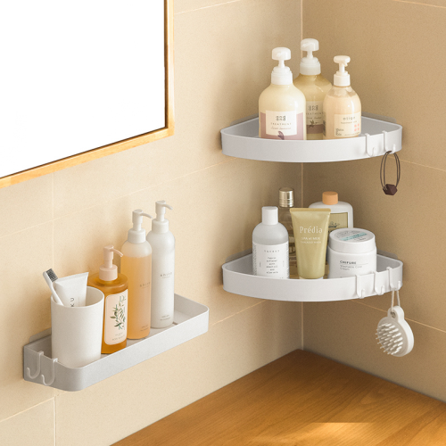 ZenLife Dale Bathroom Wall Shelf with Hooks, Corner, 31x23x4cm