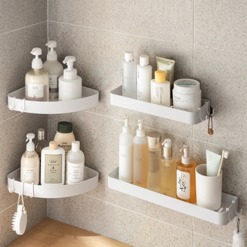 ZenLife Bathroom Wall Shelf with Hooks, Corner, 31x23x4cm