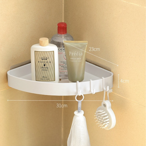 ZenLife Dale Bathroom Wall Shelf with Hooks, Corner, 31x23x4cm