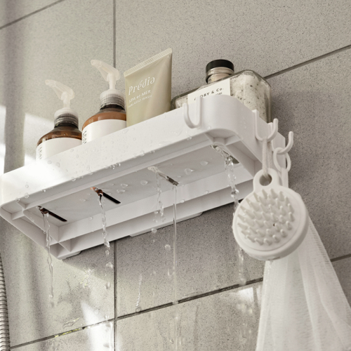 ZenLife Bathroom Wall Shelf with Hooks, 39.8x11x5cm