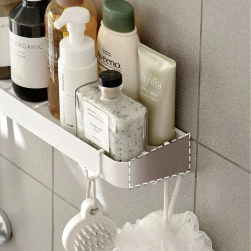 ZenLife Bathroom Wall Shelf with Hooks, 39.8x11x5cm