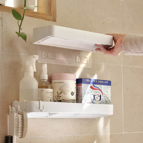 ZenLife Dale Bathroom Wall Shelf with Hooks, 39.8x11x5cm