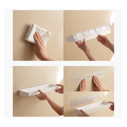 ZenLife Bathroom Wall Shelf with Hooks, 39.8x11x5cm