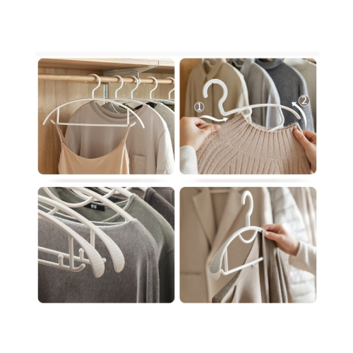 ZenLife Traceless Clothes Hanger, Wide Shoulder, 10 Pack, White