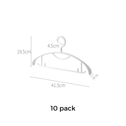 ZenLife Traceless Clothes Hanger, Wide Shoulder, 10 Pack, White