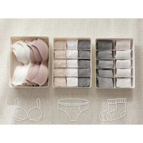 ZenLife Underwear Storage Box, 10 Grid, White, 30x23x9cm