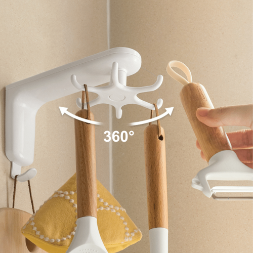 Zenlife Rotating Wall Hook Rack, with 6 Hooks