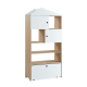 Alpaka Kaia Kids Bookcase with Pull-out Storage, White & Oak Effect, 80x37.5x168cm