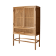 BohoBoho Costa Solid Wood & Rattan Wardrobe, Natural, 110x50x175cm