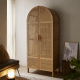 BohoBoho Costa Solid Wood & Rattan Wardrobe, Natural, 85x55x200cm