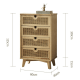 BohoBoho Ora Solid Wood & Rattan Chest of 4 drawers, Natural, 60x40x115cm