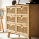 BohoBoho Ora Solid Wood & Rattan Chest of 6 drawers, Natural, 120x40x90cm