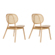 BohoBoho Costa Solid Wood & Rattan Dining Chair, Natural, Set of 2