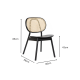 BohoBoho Costa Solid Wood & Rattan Dining Chair, Black, 46x56x85cm, Set of 2