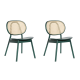 BohoBoho Costa Solid Wood & Rattan Dining Chair, Green, Set of 2