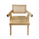 BohoBoho Rota Solid Wood & Rattan Dining Chair with Armrest, Oak, 54x58x79cm