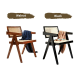 BohoBoho Rota Solid Wood & Rattan Dining Chair with Armrest, Black