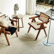 BohoBoho Rota Solid Wood & Rattan Dining Chair with Armrest, Black