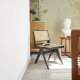 BohoBoho Rota Solid Wood & Rattan Dining Chair with Armrest, Black