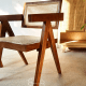 BohoBoho Rota Solid Wood & Rattan Dining Chair with Armrest, Black