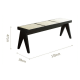 BohoBoho Monte Solid Wood & Rattan Bench, Black, 135x38x47cm