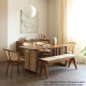 BohoBoho Monte Solid Wood & Rattan Bench, Natural