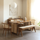 BohoBoho Monte Solid Wood & Rattan Bench, Walnut