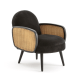 BohoBoho Verus Solid Ash & Rattan Armchair, Black, 61x78x79cm