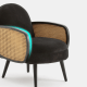 BohoBoho Verus Solid Ash & Rattan Armchair, Black