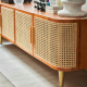 BohoBoho Luna Solid Wood & Rattan Curved TV Cabinet, Walnut, 180x42.5x50cm