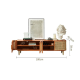 BohoBoho Luna Solid Wood & Rattan Curved TV Cabinet, Walnut, 180x42.5x50cm