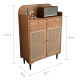 BohoBoho Luna Solid Wood & Rattan Shoe Cabinet, Walnut, 82x32x120cm