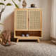 BohoBoho Costa Solid Wood & Rattan Shoe Cabinet, Natural, 90x36x110cm