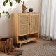 BohoBoho Costa Solid Wood & Rattan Shoe Cabinet, Natural, 90x36x110cm