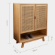 BohoBoho Costa Solid Wood & Rattan Shoe Cabinet, Natural, 90x36x110cm