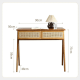 BohoBoho Noir Solid Wood & Rattan Desk, Walnut, 90x50x77cm