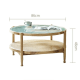 BohoBoho Verus Solid Wood & Rattan Ripple Coffee Table, Natural, 86x46cm