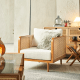 BohoBoho Verus Solid Wood & Rattan 1-Seater Sofa, Light Walnut