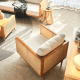 BohoBoho Verus Solid Wood & Rattan 1-Seater Sofa, Light Walnut