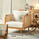 BohoBoho Verus Solid Wood & Rattan 1-Seater Sofa, Light Walnut