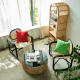 BohoBoho Sedo Solid Wood & Rattan Lounge Chair, Black