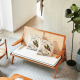 BohoBoho Rota Solid Wood & Rattan Loveseat, Walnut